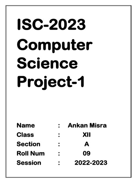 Toradh íomhá ar Class 12 Computer Science Project Synopsis Format