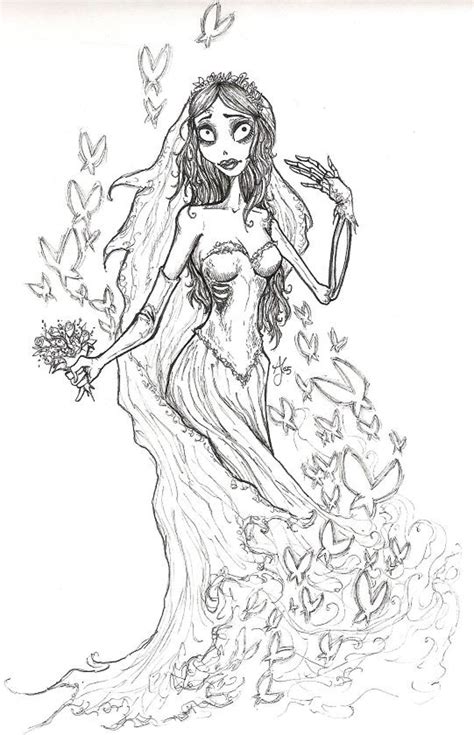 Toradh íomhá ar Corpse Bride Rose Drawing