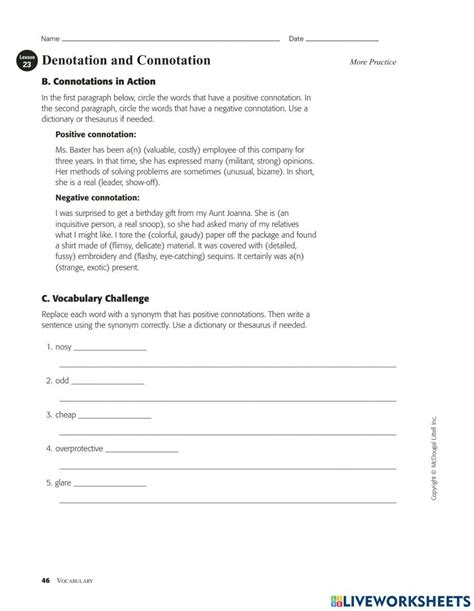 Image result for Denotation and Connotation Worksheets