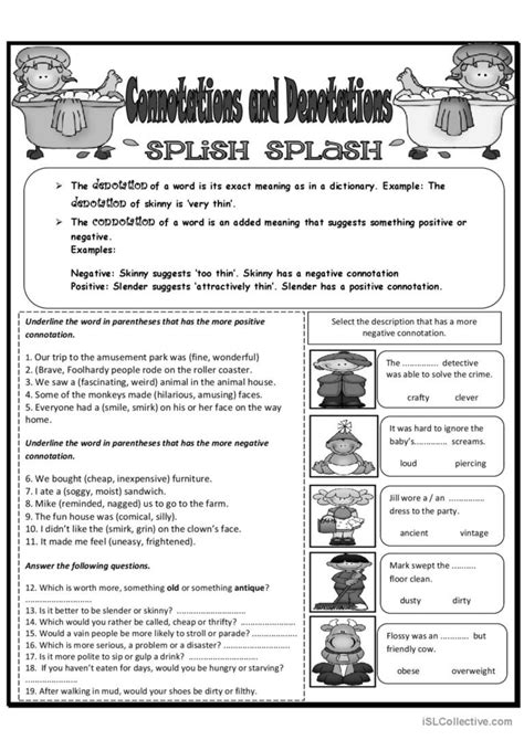 Image result for Denotation and Connotation Worksheets