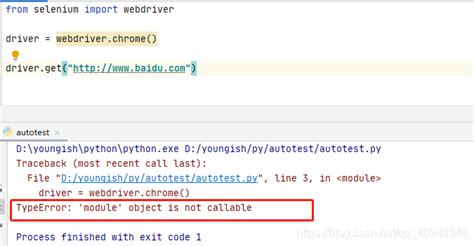 +Module Object Is Not Callable in Web Driver PyCharm に対する画像結果