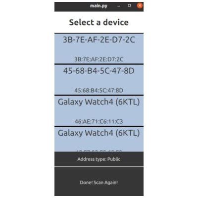Toradh íomhá ar Python Bluetooth Scanner