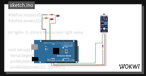 Toradh íomhá ar Arduino Code for LDR Sensor and LED Wokwi