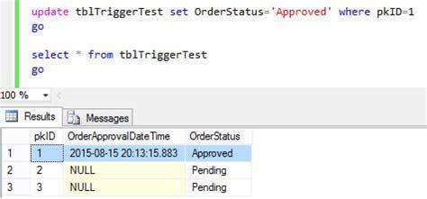 Create TRIGGER Update SQL Server に対する画像結果