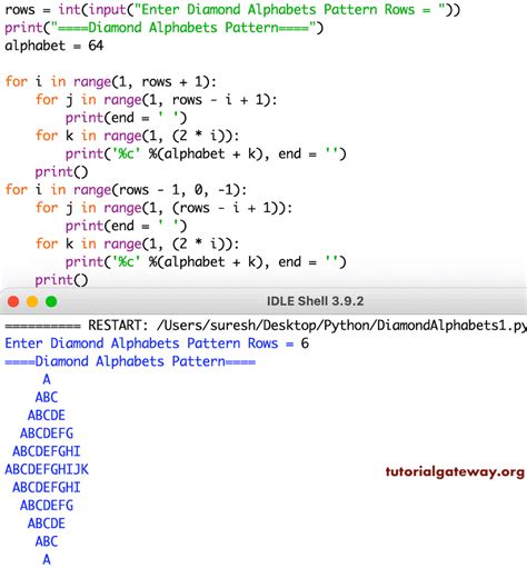 Toradh íomhá ar For Loop Python Diamond