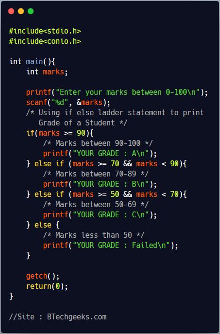 Toradh íomhá ar Programming If Else Statement