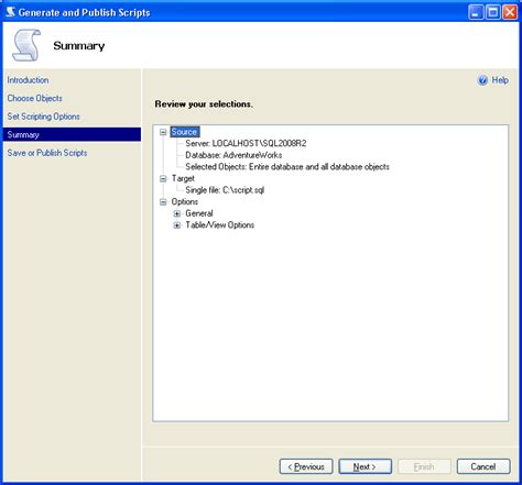 SQL Server Management Studio Generate Scripts に対する画像結果