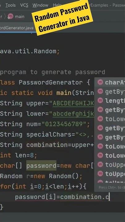 Toradh íomhá ar Password Generator Java Code