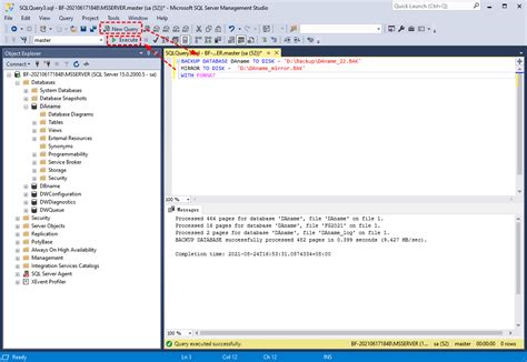 Toradh íomhá ar SQL Backup Script