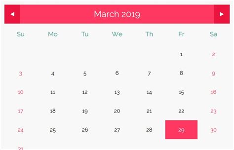 Toradh íomhá ar Calender in JavaScript Design