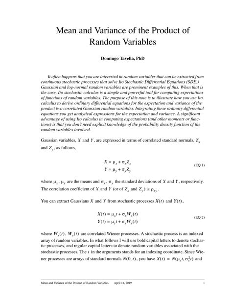 Image result for Random Variables Mean and Variance