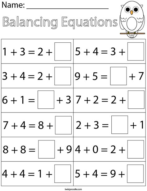 Toradh íomhá ar First Grade Math Equations Worksheet