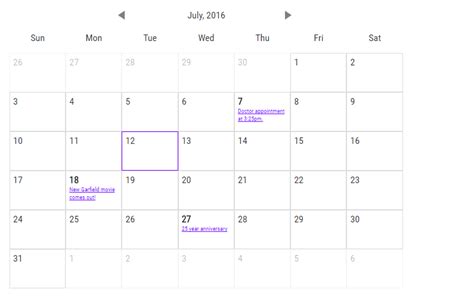 Image result for JavaScript Yearly Calendar Print