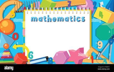Mathematics Notebook with Math Tools Background illustration Stock ...