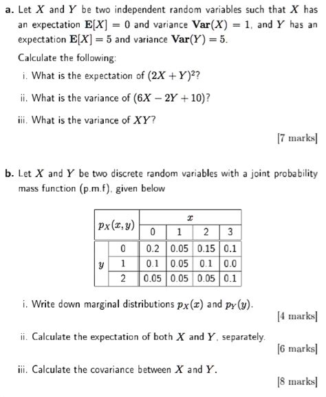 Image result for Random Variable Expecation X Y Example