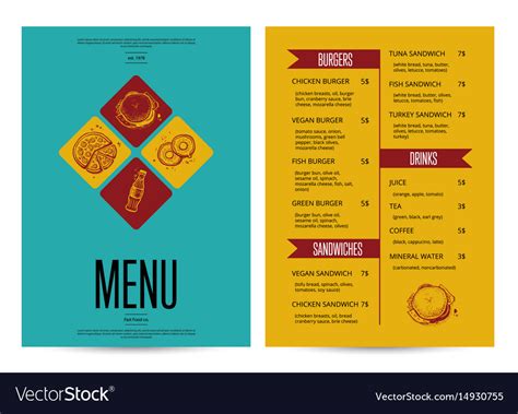 Restaurant menu card design template Royalty Free Vector