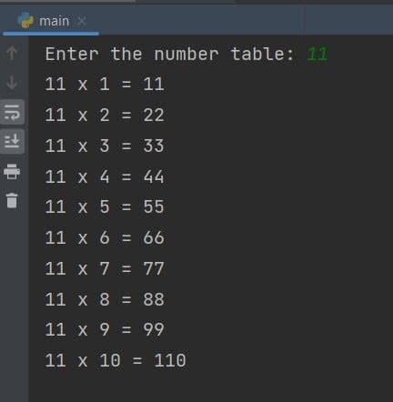 Afbeeldingsresultaten voor Python Multiplication Table for Loop
