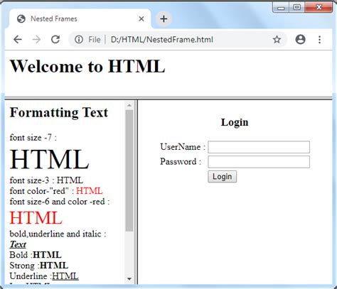 Frame HTML に対する画像結果