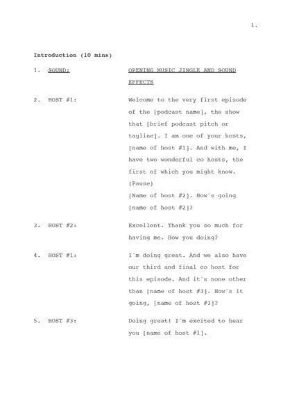 Afbeeldingsresultaten voor Podcast Script Examples