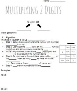 Multiplying Double Digits Guided Notes & Practice Worksheet