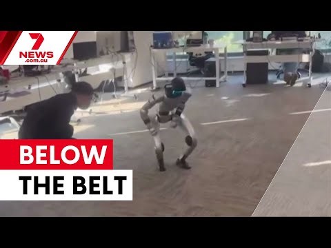 Robot lands painful blow during motion-capture demo | 7NEWS