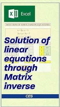 Solution of system of linear equations by matrix inverse #excel