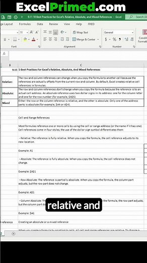 Excel Absolute and Relative References (Video 2 of 10) #Excel Relative Reference #Absolute Reference