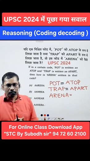 645 reactions · 35 shares | UPSC 2024 में पूछा गया Reasoning Coding decoding का सवाल का शॉर्टकट ट्रिक्स 邏 #UPSC2024 #Reasoning #CodingDecoding #Shortcuts #trend #trendingpost #trendingvideo #trendingreels #trendingnow #trendingreelsvideo #trending #viral #virals #viralvedeo #viralreels #competition #competitive #competitiveexams | Subodh Kumar | Facebook