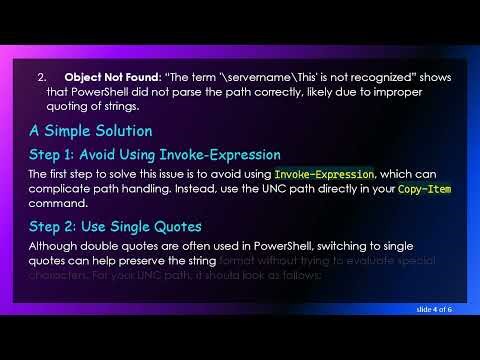 Resolving PowerShell Copy-Item Issues with UNC Paths Containing Spaces and Ampersands