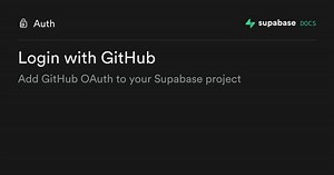Login with GitHub | Supabase Docs