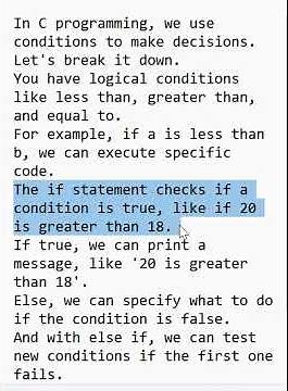 Conditions and If Statements | C programming #cprogramming #coding