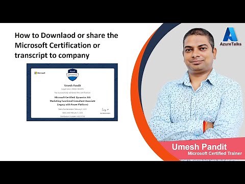 How to Download or share the Microsoft Certification or transcript to a company by AzureTalks Umesh