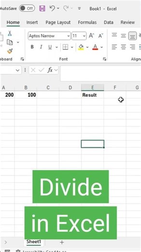 Divide in Excel #excelformula #divide #exceltricks