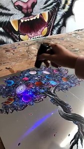 17K views · 391 reactions | Artist Becky Smith has created a follow up video to from the live tutorial she did with Wyecliffe, giving her collectors a glimpse into how she creates her nature inspired artworks on aluminum. This video gives a greater insight into how she makes her artworks illuminated using UV paints. | Wyecliffe Galleries | Facebook