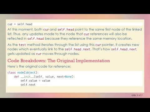 Understanding How cur Updates self.head.next in Python Linked Lists