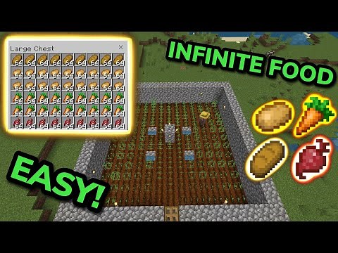 SIMPLE FULLY AUTOMATIC CROP FARM TUTORIAL in Minecraft Bedrock (MCPE/Xbox/PS4/Switch/Windows10)