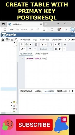 PostgreSQL Create Table With Primary Key pgAdmin