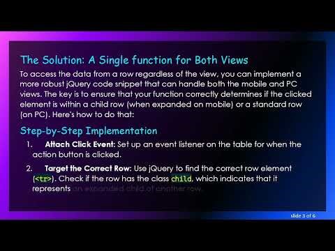 How to Retrieve Row Data from DataTables for Mobile and PC Views