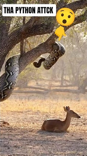 Giant Python Ambushes Deer From a Tree! (Shocking Wild Hunt) 🤯 #shortsfeed #animals