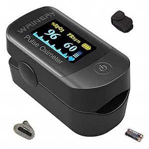 Blood Oxygen Saturation Monitor, Pulse Oximeter Fingertip, OLED Portable Oxygen Monitor, O2 Saturation Monitor, Heart Rate Monitor, SpO2 Finger Pulse Oximeter with CarryingCase,Lanyard,Batteries,Black