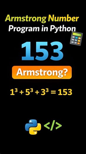Armstrong Number Program in Python 🔢 | Check 153 Using While Loop #coding #shorts #python