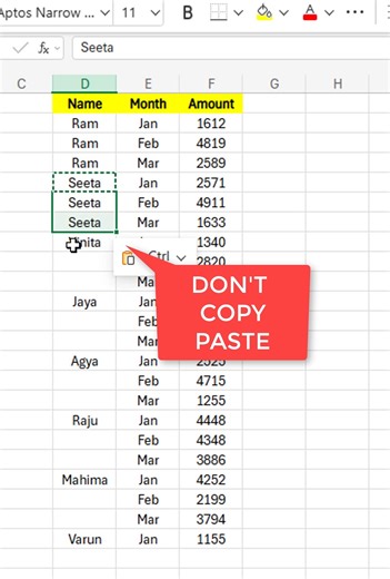 669K views · 2.3K reactions | Don't copy paste manually use this function ✅ #exceltricks #exceltips | Mukul Jain | Facebook