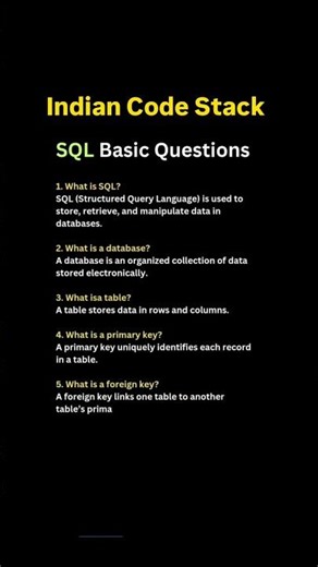 SQL Interview Questions for Freshers 2026 #sql #coding #viralvideo