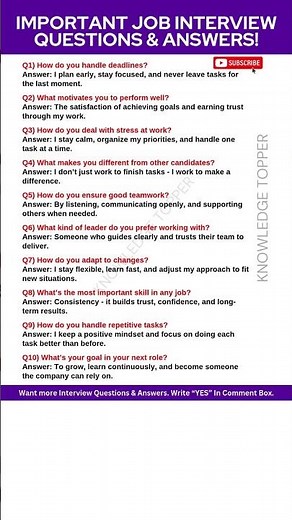 10 Most Important Job Interview Questions and Answers