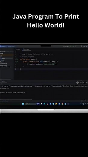 Java program to print hello world!
