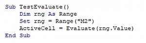 VBA Evaluate Function