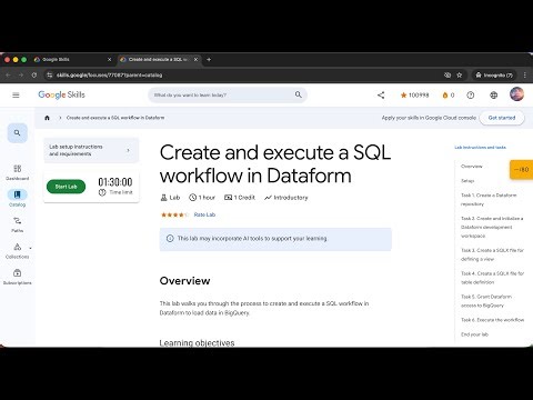 Create and execute a SQL workflow in Dataform