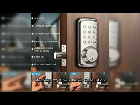 ZOMOSS Smart Keypad Door Lock,Digital Code Keyless Entry With Anti-Peeking Password, Auto Lock, And