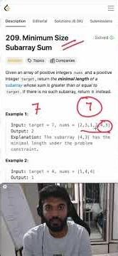 209 Minimum Size Subarray Sum #leetcode #dsa #coding #interviewquestions