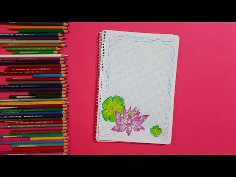 Aesthetic Notebook Art | Lotus Flower Drawing with Colored Pencils